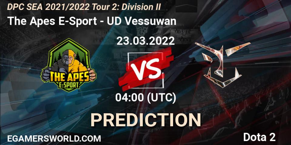Prognoza The Apes E-Sport - UD Vessuwan. 23.03.2022 at 04:00, Dota 2, DPC 2021/2022 Tour 2: SEA Division II (Lower)