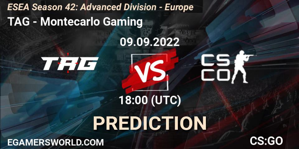 Prognoza TAG - Montecarlo Gaming. 09.09.2022 at 18:00, Counter-Strike (CS2), ESEA Season 42: Advanced Division - Europe