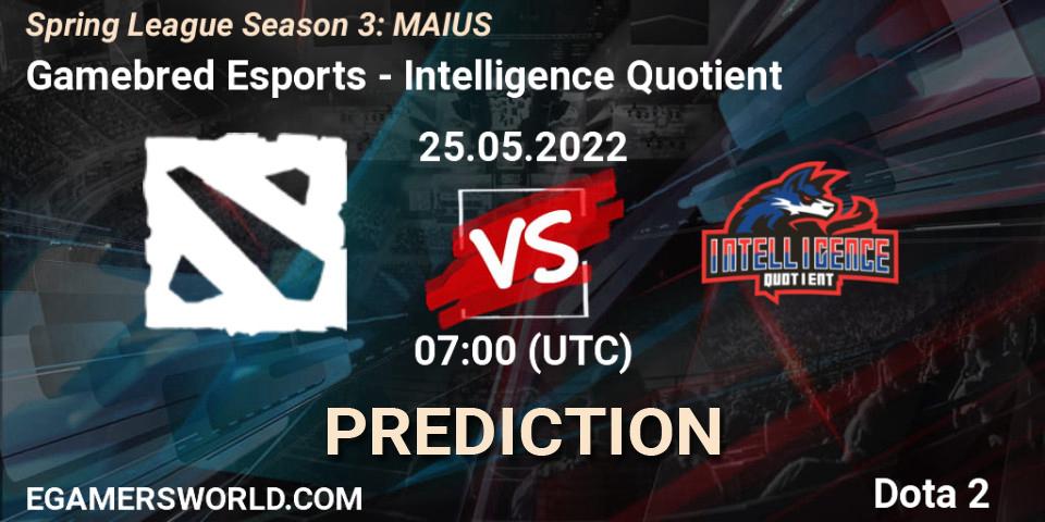 Prognoza Gamebred Esports - Intelligence Quotient. 25.05.2022 at 07:07, Dota 2, Spring League Season 3: MAIUS