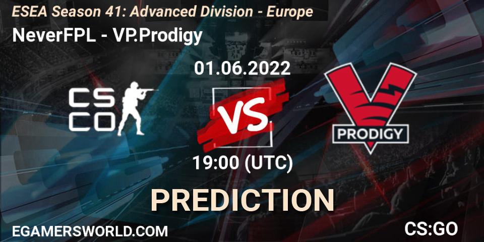 Prognoza NeverFPL - VP.Prodigy. 01.06.2022 at 19:00, Counter-Strike (CS2), ESEA Season 41: Advanced Division - Europe
