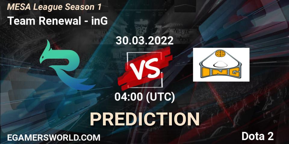 Prognoza Team Renewal - inG. 01.04.2022 at 04:57, Dota 2, MESA League Season 1