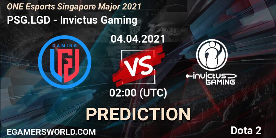 Prognoza PSG.LGD - Invictus Gaming. 04.04.2021 at 02:00, Dota 2, ONE Esports Singapore Major 2021