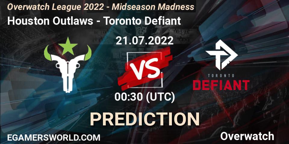 Prognoza Houston Outlaws - Toronto Defiant. 21.07.2022 at 00:30, Overwatch, Overwatch League 2022 - Midseason Madness