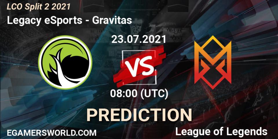 Prognoza Legacy eSports - Gravitas. 23.07.21, LoL, LCO Split 2 2021