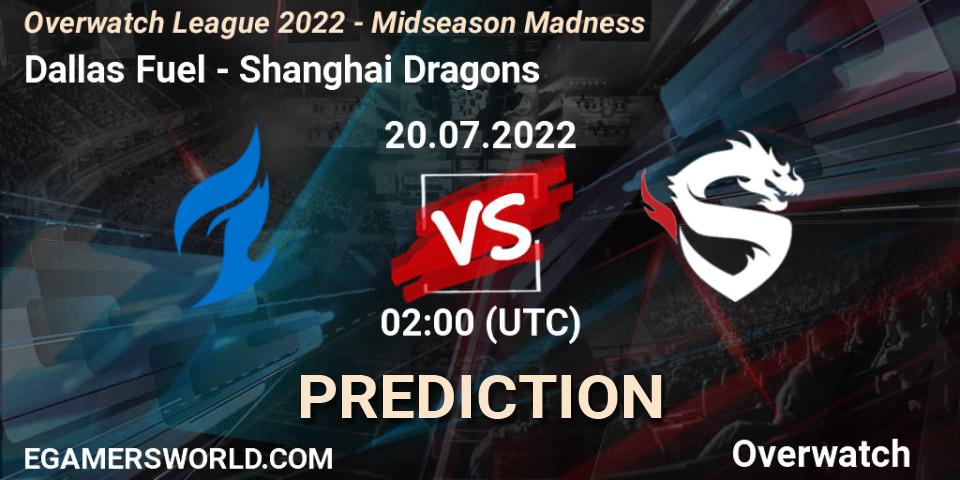 Prognoza Dallas Fuel - Shanghai Dragons. 20.07.2022 at 02:00, Overwatch, Overwatch League 2022 - Midseason Madness