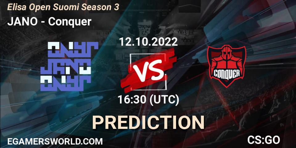 Prognoza JANO - Conquer. 12.10.22, CS2 (CS:GO), Elisa Open Suomi Season 3