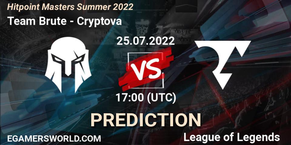 Prognoza Team Brute - Cryptova. 25.07.2022 at 17:00, LoL, Hitpoint Masters Summer 2022