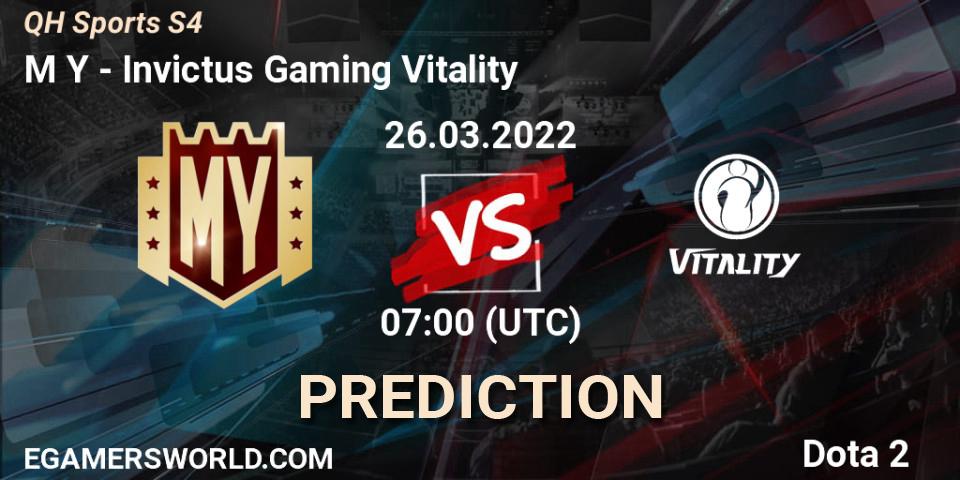 Prognoza M Y - Invictus Gaming Vitality. 26.03.2022 at 06:41, Dota 2, QH Sports S4