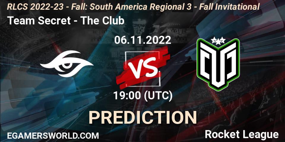 Prognoza Team Secret - The Club. 06.11.2022 at 19:00, Rocket League, RLCS 2022-23 - Fall: South America Regional 3 - Fall Invitational