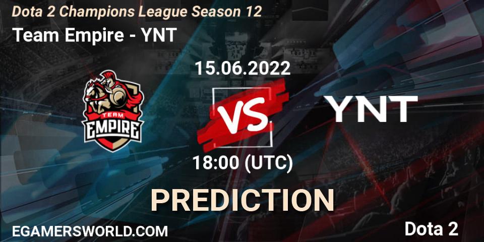 Prognoza Team Empire - YNT. 15.06.2022 at 18:11, Dota 2, Dota 2 Champions League Season 12