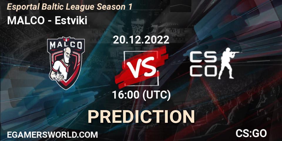 Prognoza MALCO - Estviki. 20.12.22, CS2 (CS:GO), Esportal Baltic League Season 1