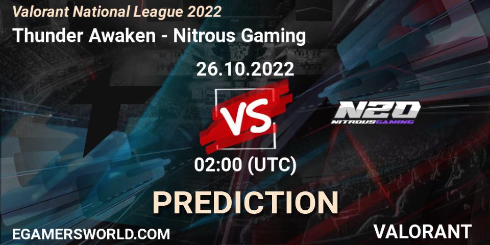 Prognoza Thunder Awaken - Nitrous Gaming. 26.10.22, VALORANT, Valorant National League 2022