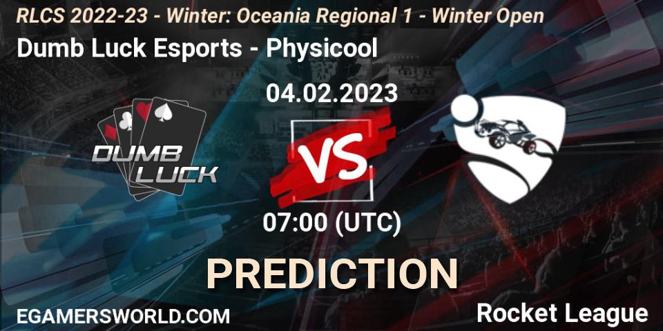 Prognoza Dumb Luck Esports - Physicool. 04.02.2023 at 07:00, Rocket League, RLCS 2022-23 - Winter: Oceania Regional 1 - Winter Open