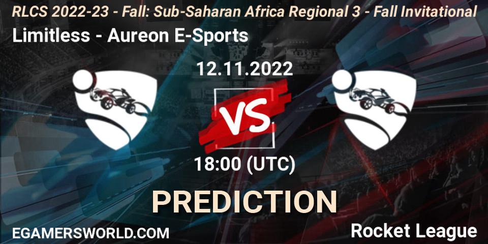 Prognoza Limitless - Aureon E-Sports. 12.11.2022 at 18:00, Rocket League, RLCS 2022-23 - Fall: Sub-Saharan Africa Regional 3 - Fall Invitational