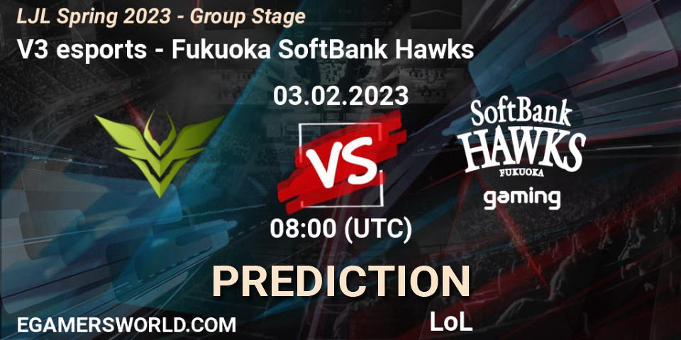 Prognoza V3 esports - Fukuoka SoftBank Hawks. 03.02.2023 at 08:00, LoL, LJL Spring 2023 - Group Stage