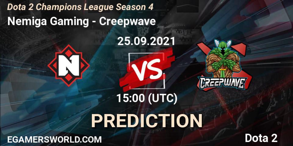 Prognoza Nemiga Gaming - Creepwave. 25.09.2021 at 15:00, Dota 2, Dota 2 Champions League Season 4