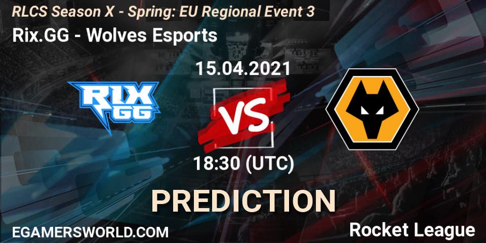Prognoza Rix.GG - Wolves Esports. 15.04.2021 at 18:30, Rocket League, RLCS Season X - Spring: EU Regional Event 3