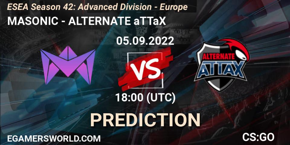 Prognoza MASONIC - ALTERNATE aTTaX. 05.09.2022 at 18:00, Counter-Strike (CS2), ESEA Season 42: Advanced Division - Europe