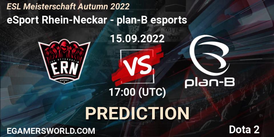 Prognoza eSport Rhein-Neckar - plan-B esports. 15.09.2022 at 17:00, Dota 2, ESL Meisterschaft Autumn 2022