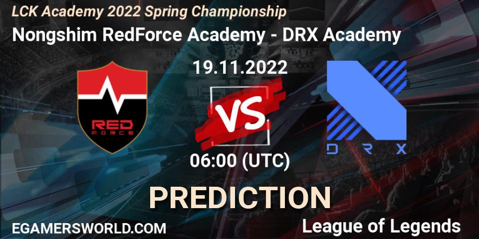 Prognoza Nongshim RedForce Academy - DRX Academy. 19.11.2022 at 08:25, LoL, LCK Academy 2022 Spring Championship