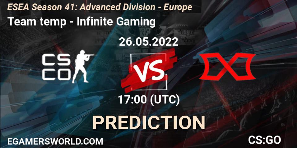 Prognoza Team temp - Infinite Gaming. 07.06.2022 at 16:00, Counter-Strike (CS2), ESEA Season 41: Advanced Division - Europe