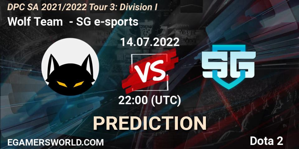 Prognoza Wolf Team - SG e-sports. 14.07.2022 at 22:04, Dota 2, DPC SA 2021/2022 Tour 3: Division I