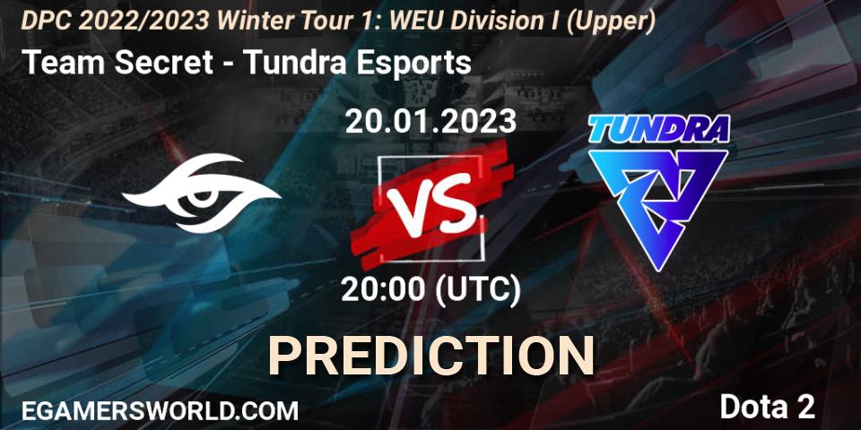 Prognoza Team Secret - Tundra Esports. 20.01.2023 at 19:55, Dota 2, DPC 2022/2023 Winter Tour 1: WEU Division I (Upper)