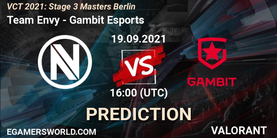 Prognoza Team Envy - Gambit Esports. 19.09.2021 at 16:00, VALORANT, VCT 2021: Stage 3 Masters Berlin