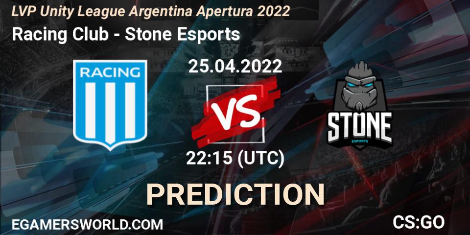 Prognoza Racing Club - Stone Esports. 25.04.2022 at 22:15, Counter-Strike (CS2), LVP Unity League Argentina Apertura 2022