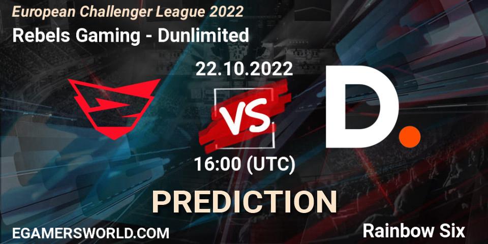 Prognoza Rebels Gaming - Dunlimited. 22.10.2022 at 16:00, Rainbow Six, European Challenger League 2022