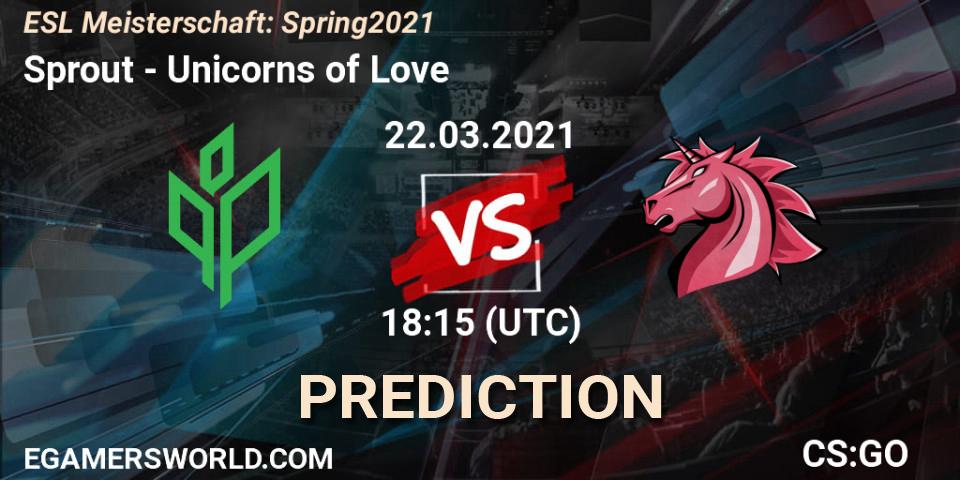 Prognoza Sprout - Unicorns of Love. 22.03.2021 at 18:15, Counter-Strike (CS2), ESL Meisterschaft: Spring 2021