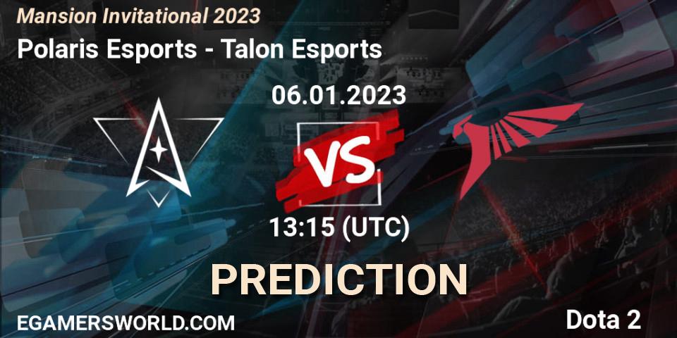 Prognoza Polaris Esports - Talon Esports. 07.01.2023 at 09:00, Dota 2, Mansion Invitational 2023
