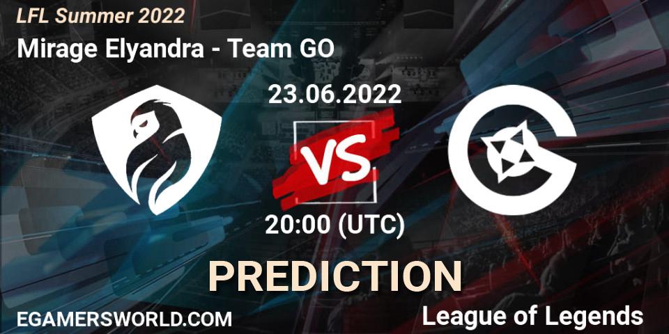 Prognoza Mirage Elyandra - Team GO. 23.06.2022 at 20:00, LoL, LFL Summer 2022