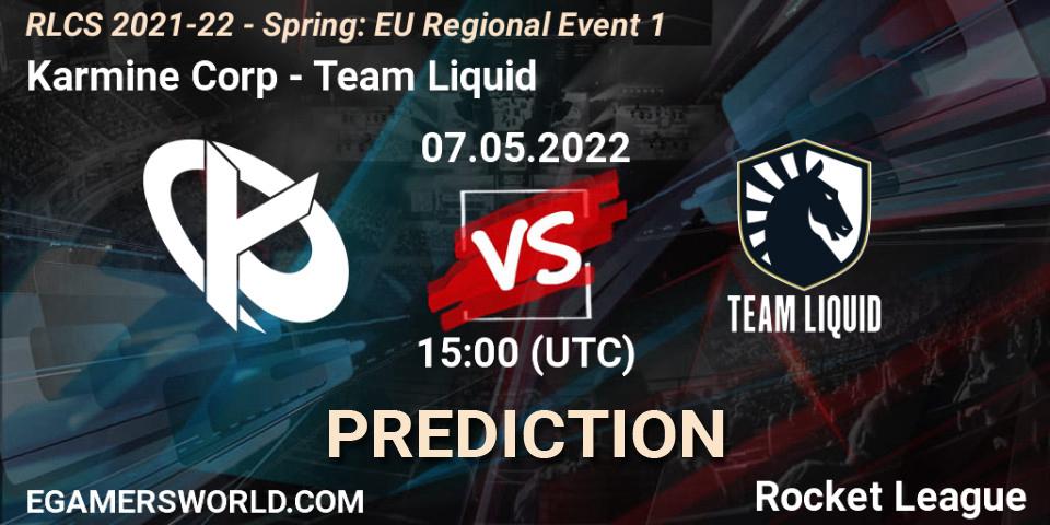 Prognoza Karmine Corp - Team Liquid. 07.05.2022 at 15:00, Rocket League, RLCS 2021-22 - Spring: EU Regional Event 1