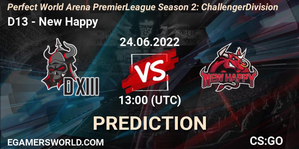 Prognoza D13 - New Happy. 24.06.2022 at 11:40, Counter-Strike (CS2), Perfect World Arena Premier League Season 2: Challenger Division