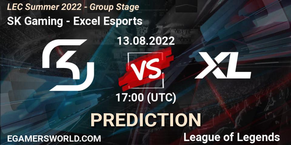 Prognoza SK Gaming - Excel Esports. 13.08.2022 at 17:00, LoL, LEC Summer 2022 - Group Stage