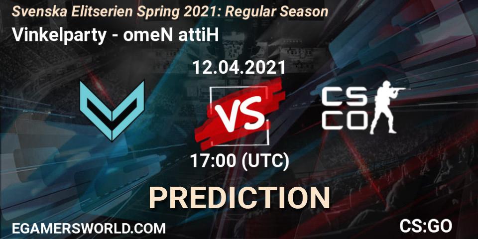 Prognoza Vinkelparty - omeN attiH. 12.04.2021 at 17:00, Counter-Strike (CS2), Svenska Elitserien Spring 2021: Regular Season