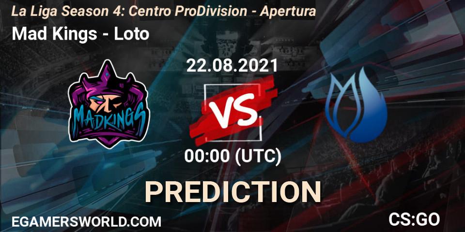 Prognoza Mad Kings - Loto. 22.08.2021 at 00:00, Counter-Strike (CS2), La Liga Season 4: Centro Pro Division - Apertura