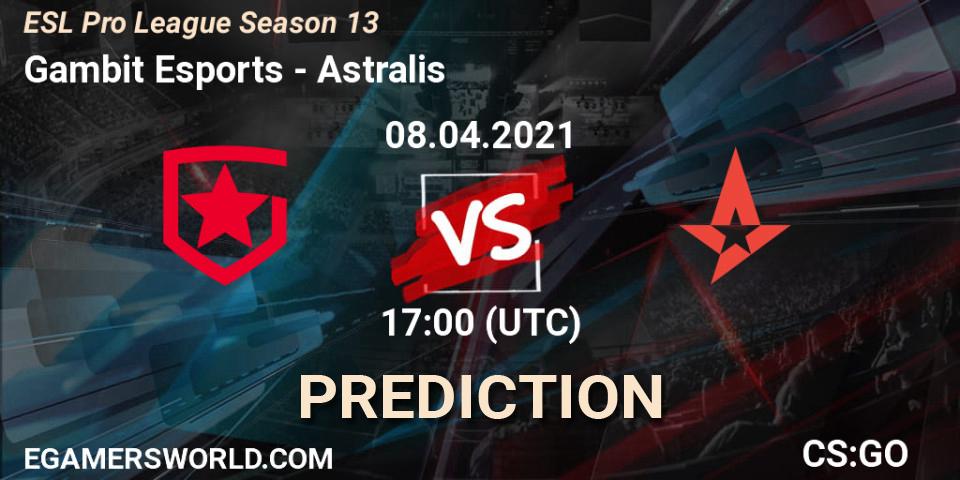 Prognoza Gambit Esports - Astralis. 08.04.2021 at 17:00, Counter-Strike (CS2), ESL Pro League Season 13