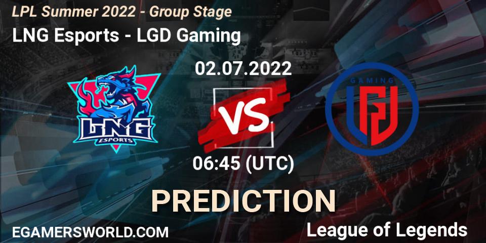 Prognoza LNG Esports - LGD Gaming. 02.07.2022 at 07:00, LoL, LPL Summer 2022 - Group Stage