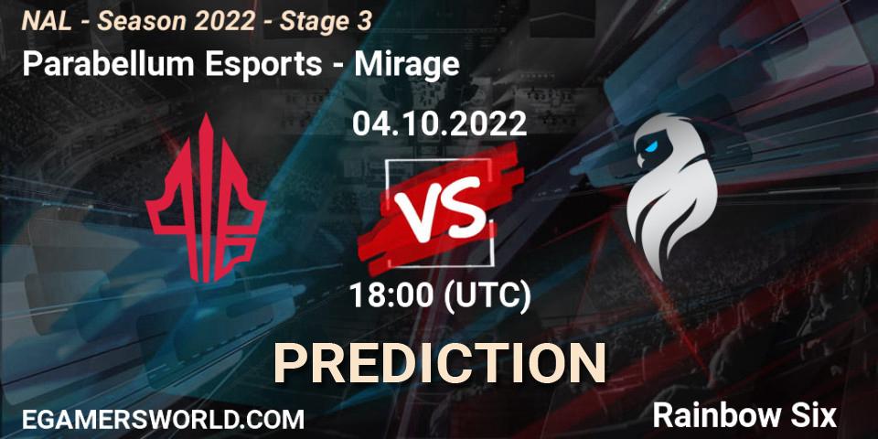 Prognoza Parabellum Esports - Mirage. 04.10.22, Rainbow Six, NAL - Season 2022 - Stage 3