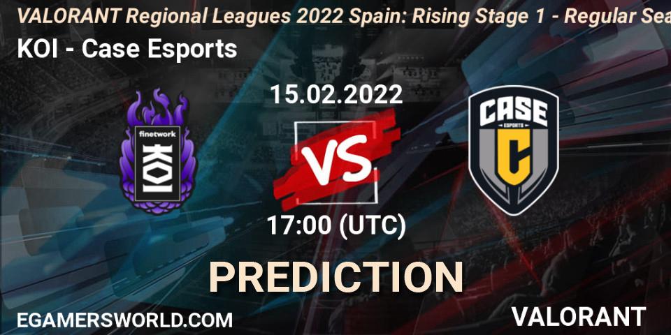Prognoza KOI - Case Esports. 15.02.2022 at 17:00, VALORANT, VALORANT Regional Leagues 2022 Spain: Rising Stage 1 - Regular Season