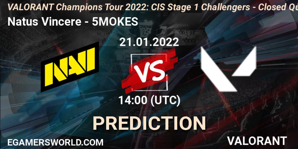 Prognoza Natus Vincere - 5MOKES. 21.01.2022 at 14:00, VALORANT, VCT 2022: CIS Stage 1 Challengers - Closed Qualifier 2