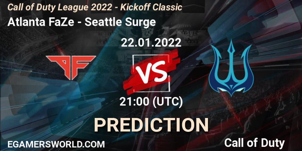 Prognoza Atlanta FaZe - Seattle Surge. 22.01.2022 at 21:00, Call of Duty, Call of Duty League 2022 - Kickoff Classic