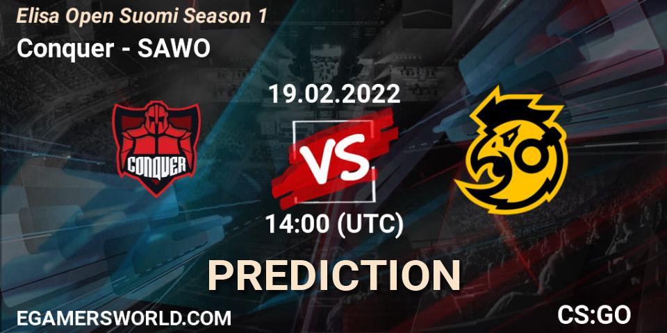 Prognoza Conquer - SAWO. 19.02.2022 at 14:00, Counter-Strike (CS2), Elisa Open Suomi Season 1