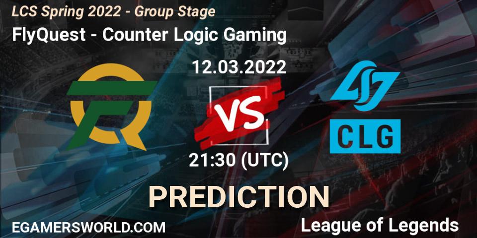 Prognoza FlyQuest - Counter Logic Gaming. 12.03.2022 at 22:30, LoL, LCS Spring 2022 - Group Stage