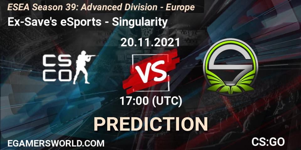 Prognoza Ex-Save's eSports - Singularity. 20.11.2021 at 17:00, Counter-Strike (CS2), ESEA Season 39: Advanced Division - Europe