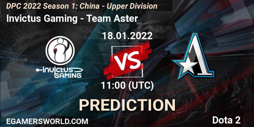 Prognoza Invictus Gaming - Team Aster. 18.01.2022 at 10:55, Dota 2, DPC 2022 Season 1: China - Upper Division