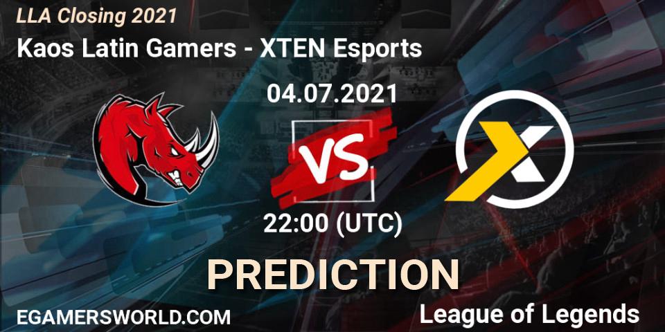Prognoza Kaos Latin Gamers - XTEN Esports. 05.07.21, LoL, LLA Closing 2021