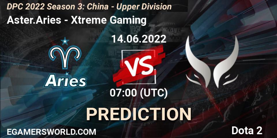 Prognoza Aster.Aries - Xtreme Gaming. 14.06.22, Dota 2, DPC 2021/2022 China Tour 3: Division I